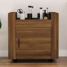Destin Wooden Office Pedestal Trolley In Brown Oak - UK