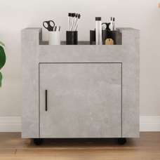 Destin Wooden Office Pedestal Trolley In Concrete Effect - UK