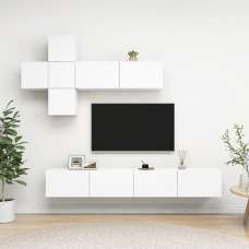 Detlef Wall Hung Wooden Entertainment Unit In White - UK