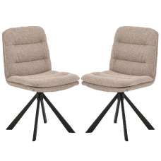 Detroit Beige Fabric Dining Chairs With Black Legs In Pair - UK