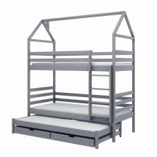 Detroit Wooden Bunk Bed With Bonnell Mattress And Trundle In Grey - UK