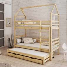 Detroit Wooden Bunk Bed Without Mattress And Trundle In Pine - UK