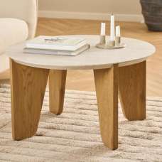 Detroit Wooden Round Coffee Table In Matt Oak - UK