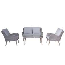 Deven Rattan Garden 4 Seater Sofa Set With Coffee Table In Grey - UK