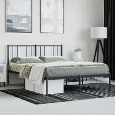 Devlin Metal King Size Bed With Headboard In Black - UK