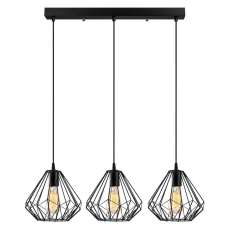 Diamond 3 Light Metal Ceiling Pendant Light in Black - UK