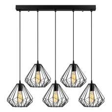 Diamond 5 Light Metal Ceiling Pendant Light in Black - UK