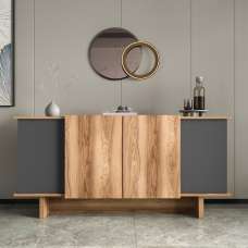 Diana Wooden Sideboard with 4 Doors in Anthracite and Walnut - UK