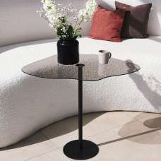 Diaro Glass Top Coffee Table With Black Metal Frame - UK