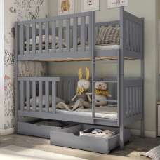 Dieppe Wooden Bunk Bed With Foam Mattress In Grey - UK