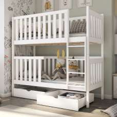 Dieppe Wooden Bunk Bed With Foam Mattress In Matt White - UK