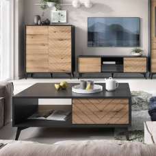 Dieppe Wooden Coffee Table With 2 Drawers In Evoke Oak - UK