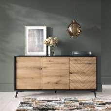 Dieppe Wooden Sideboard With 3 Doors In Evoke Oak - UK