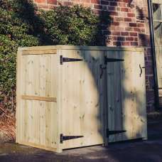 Dillon Wooden Outdoor Double Bin Store In Natural - UK