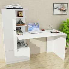Dioren Wooden Laptop Desk With 2 Doors In White - UK
