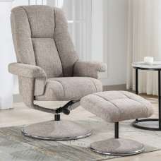 Dollis Fabric Recliner Chair With Stool In Oat - UK