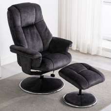 Dollis Fabric Recliner Chair With Stool In Liquorice - UK