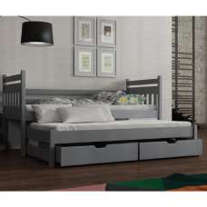 Donna Wooden Day Bed With Foam Mattress And Trundle In Grey - UK