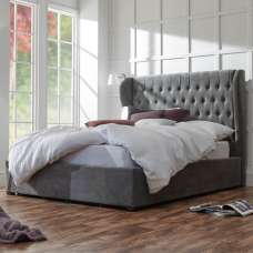 Dorking Fabric Ottoman Storage King Size Bed In Pewter - UK