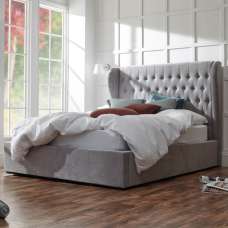 Dorking Fabric Ottoman Storage King Size Bed In Platinum - UK