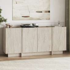 Dormin Wooden Sideboard with 4 Doors in Travertine Marble Effect - UK