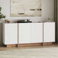 Dormin Wooden Sideboard with 4 Doors in White and Atlantic Pine - UK