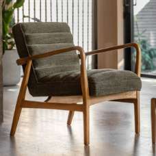 Dotson Fabric Armchair With Wooden Frame In Green - UK