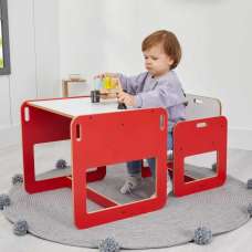 Dove Wooden Kids Table and Chair in Red and White - UK