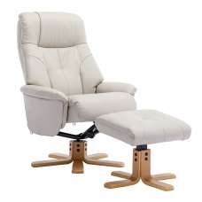 Dox Leather Recliner Chair With Stool In Mushroom - UK