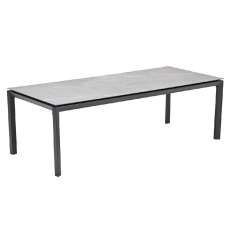 Draper Large Stone Rectangular Garden Dining Table In Grey - UK