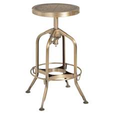 Dschubba Steel Industrial Style Adjustable Stool In Brass - UK