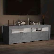Dubuque 120cm Wooden TV Stand With 2 Doors And LED Lighting - Concrete Grey - UK