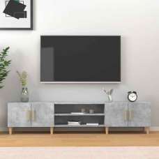 Dubuque 180cm Wooden TV Stand With 4 Doors - Concrete Grey - UK