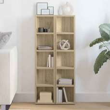 Dubuque Wooden Set Of 2 Bookcase With 5 Shelves - Sonoma Oak - UK