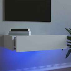 Dubuque Wooden Wall Mounted TV Stand With LED in White - UK
