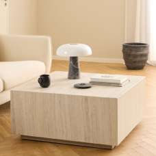 Duluth Wooden Coffee Table Square In Light Travertine Effect - UK