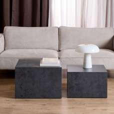Duluth Wooden Nesting Coffee Tables Square In Black Ocean - UK