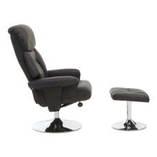 Dumai PU Leather Recliner Chair With Footstool In Black - UK