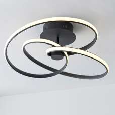 Dune LED Ceiling Light In Textured Black With White Diffuser - UK
