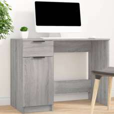 Dunstable Wooden Laptop Desk 1 Door 1 Drawer In Grey Sonoma - UK