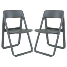 Durham Dark Grey Polypropylene Dining Chairs In Pair - UK