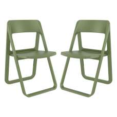 Durham Olive Green Polypropylene Dining Chairs In Pair - UK