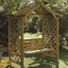 Dyce Wooden Arbour In Natural Timber With Swinging Seat - UK