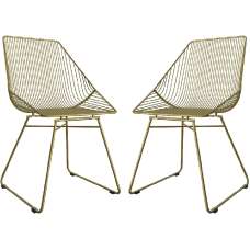 Eastlake Gold Metal Bistro Dining Chairs In Pair - UK