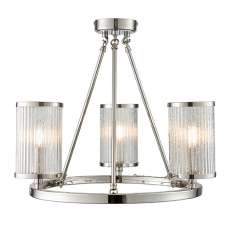 Easton 3 Lights Glass Semi Flush Ceiling Light In Bright Nickel - UK