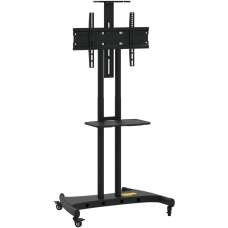 Easton Large Steel TV Wall Mount Bracket With Wheels In Black - UK