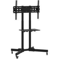 Easton Small Steel TV Wall Mount Bracket With Wheels In Black - UK