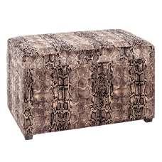 Eastroy Fabric Upholstered Storage Ottoman In Snake Print - UK