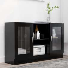 Ebru Wooden Display Cabinet With 2 Doors In Black - UK