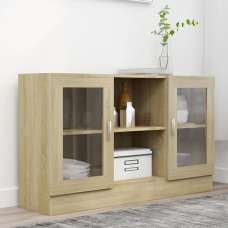 Ebru Wooden Display Cabinet With 2 Doors In Sonoma Oak - UK
